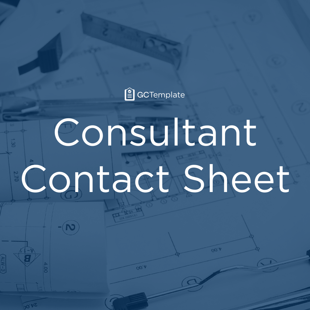Consultant Contact Sheet Template