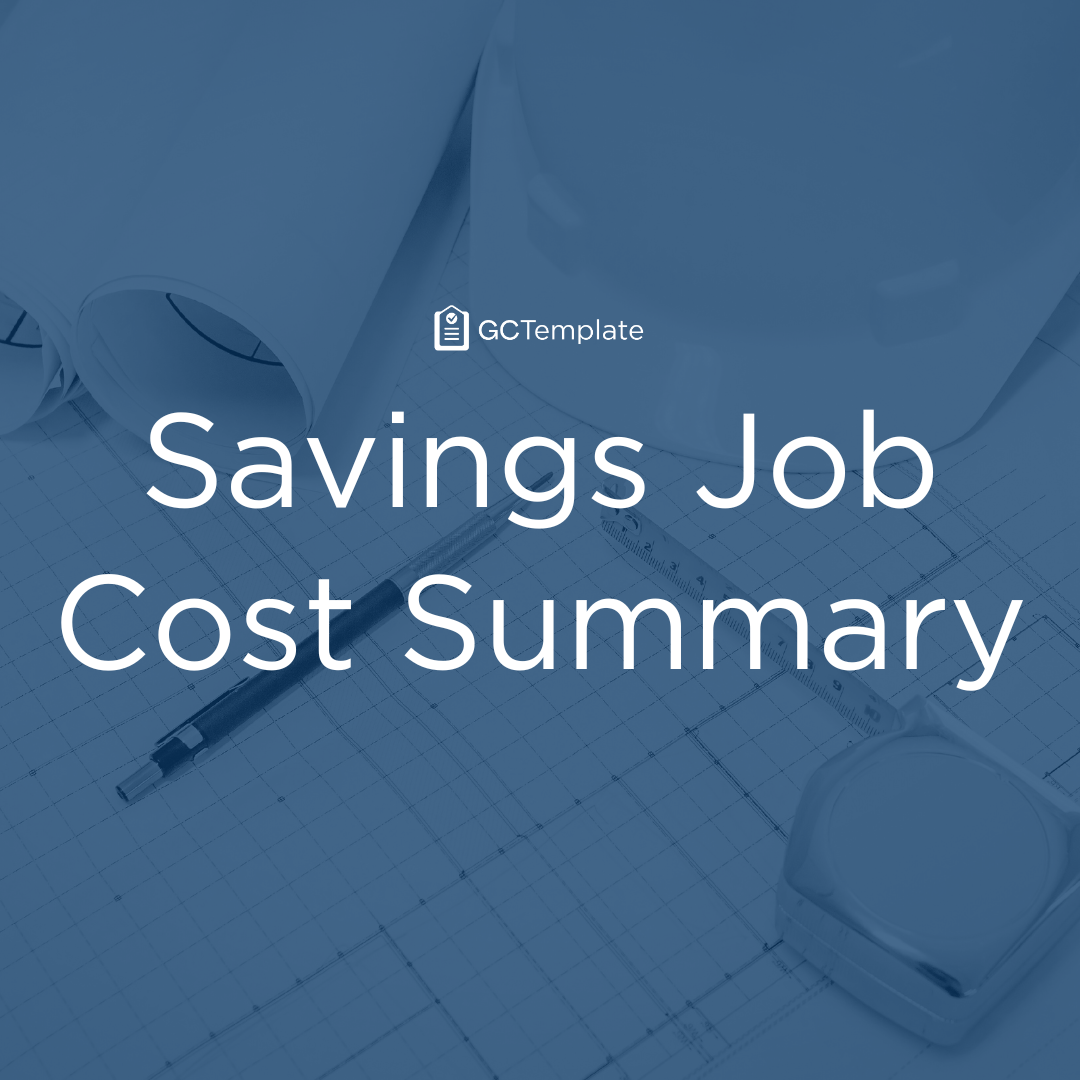 Savings Job Cost Summary Template
